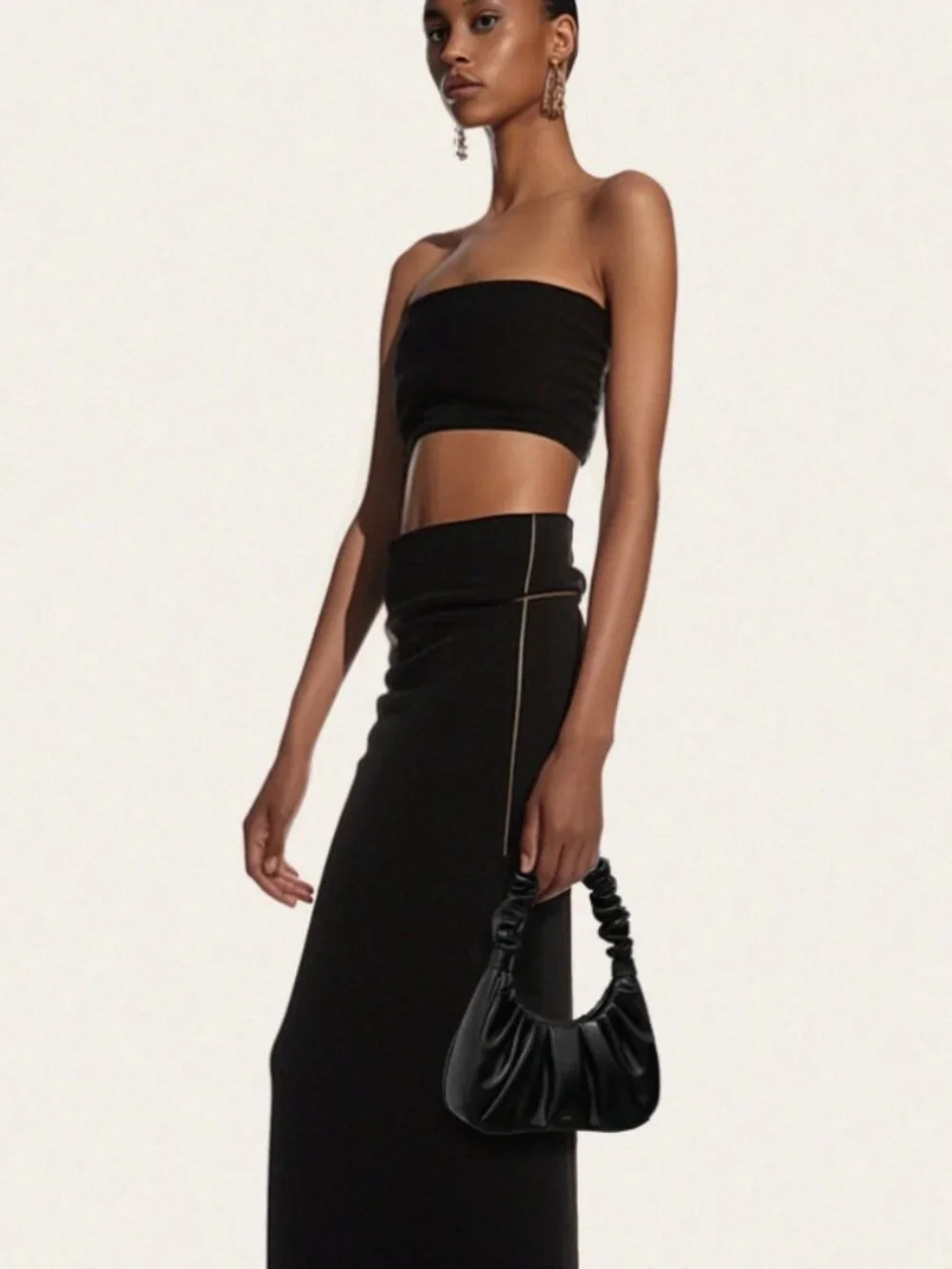 NWOT JW PEI Gabbi Ruched Hobo Handbag - Black